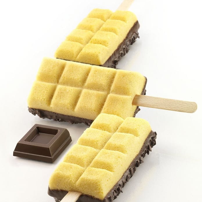 Gel02 Choco Stick: Glassform för pinnglassar tillverkad i silikon - Silikomart Gul