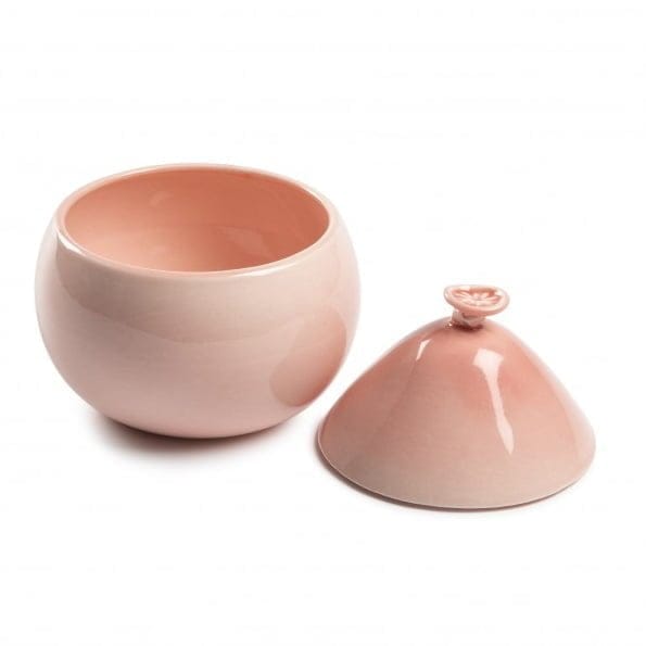 Rosa ballong skål med lock öppen