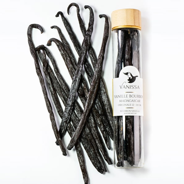 Grand Cru Vaniljstång Bourbon gourmet 2st 16-18cm - Madagaskar från Franska Vanissa är som det låter. 2 st härlig långa Gran Cru-klassade vaniljstänger från Madagaskar, förpackade i Frankrike av Vanissa i provrör av glas med trälock. söders gourmet