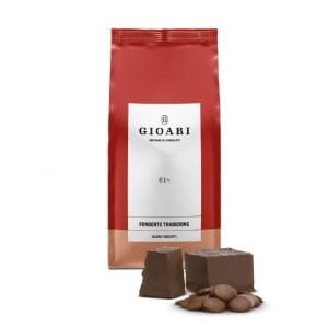 MÖRK CHOKLAD 61% FONDENTE TRADIZIONE GIOARI 3KG. Chokladpellets i 3kgs påse med kakao från Ecuador och Venezuela. Smak av honung och svart the.