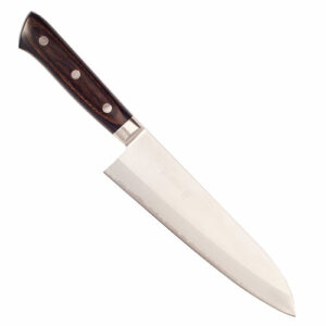 Masahiro NEO Kockkniv 18 cm – gyuto i laminerat pulverstål (59–60 HRC) med micartahandtag. Extrem skärpa och balans för kött, fisk och grönsaker. Art.nr 10502