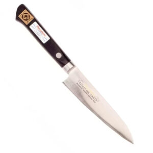 Masahiro MV-Pro Allkniv 12 cm – proffsig Japansk allkniv i MBS-26 (58–59 HRC) med micartahandtag och bolster. 70/30-slipning, vass och lättslipad.